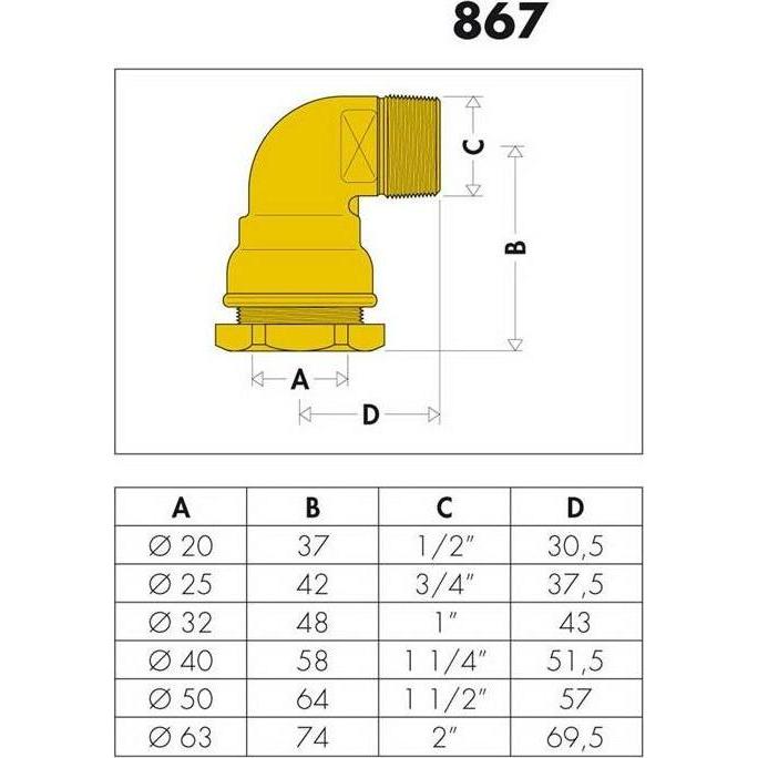 Thumbnail - Caleffi, Rohrverbindungstechnik, Winkelverschraubung 867 Messing 25x3/4Zoll AG (Winkelverbindung)