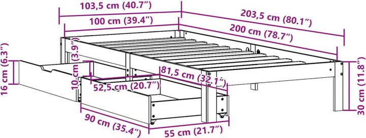 Actual product image vidaXL Bettrahmen (100 x 200 cm)