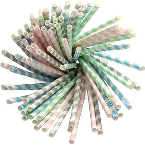 Thumbnail - Papstar Stripes, Strohhalm, Mehrfarbig