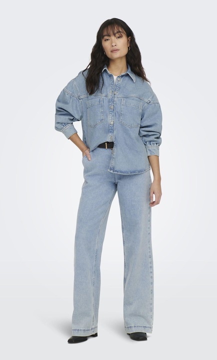 Immagine prodotto Only Polsini con colletto a scomparsa e giacca con bottoni in denim (L)