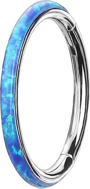 Image du produit Star Piercing Micro anneau segment pliable argent latéral opal rayé bleu (sans laiton, Acier chirurgical 316L)
