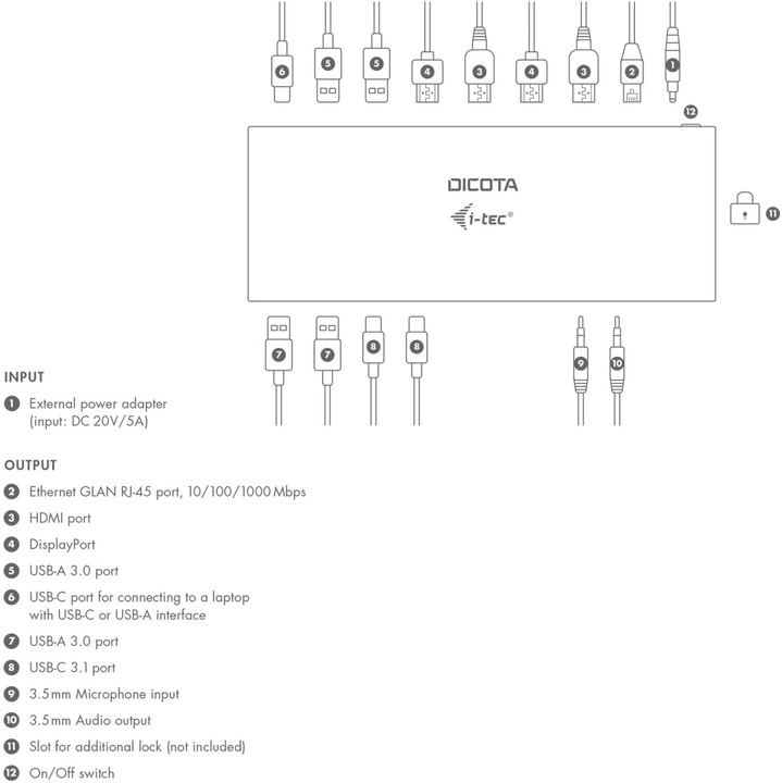 Immagine prodotto Dicota Docking station USB-C 13-in-1 5K HDMI/DP (USB-C, 13 Porti)