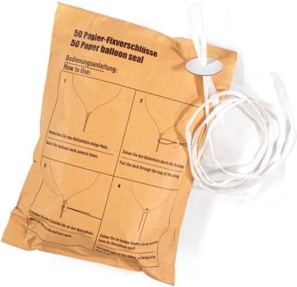CreaDiva Ballonverschlüsse aus Papier und Karton - 50 Stück - 100% abbaubar