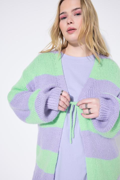 Image du produit Studio Untold Cardigan oversize, larges rayures et cordon à nouer (42, 44)