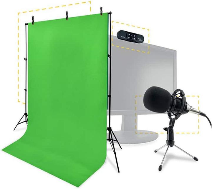 Produktbild Steelplay Pro HD Streamers 4 in 1 Pack Mikrofon + Webcam + Greenscreen + Stative (2 Mpx)