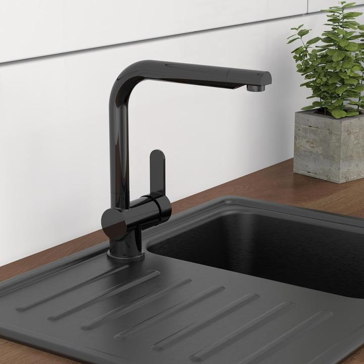 Actual product image Schütte Kitchen tap RIO Sink mixer tap Graphite high gloss Swivelling 79836