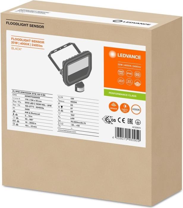 Produktbild Ledvance FL PFM 20 W 4000 K SYM 100 S BK LED Flutlichtstrahler Neutralweiss (2400 lm, IP65)
