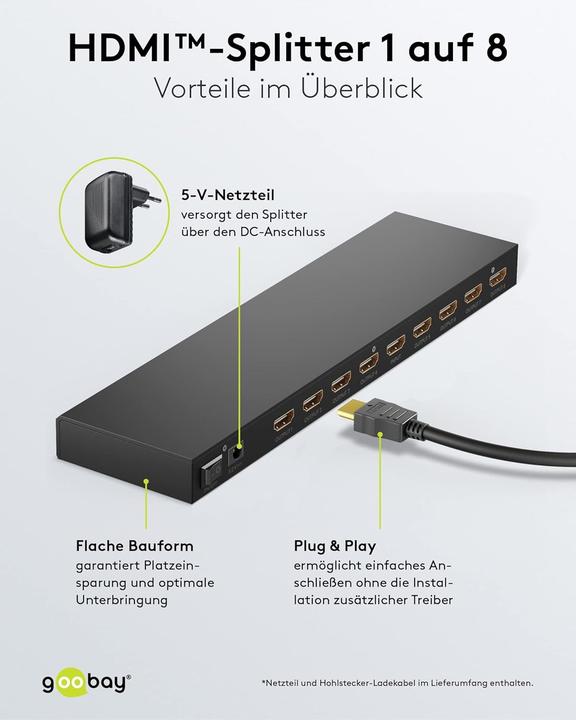 Immagine prodotto Goobay Splitter HDMI da 1 a 8 4K @ 60 Hz