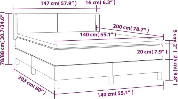Actual product image vidaXL Boxspringbett (140 x 200 cm)