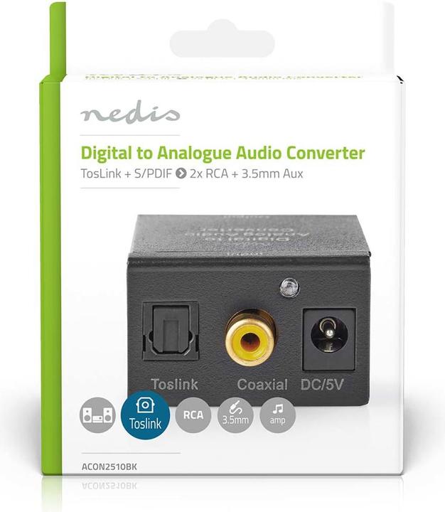 Immagine prodotto Nedis Convertitore audio digitale a 1 via Connessione Ingresso: 1x RCA digitale / 1x TosLink Connessione (0.05 m)