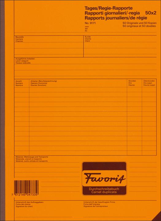 Produktbild Favorit Tages-/Regie-Rapporte (2 x)