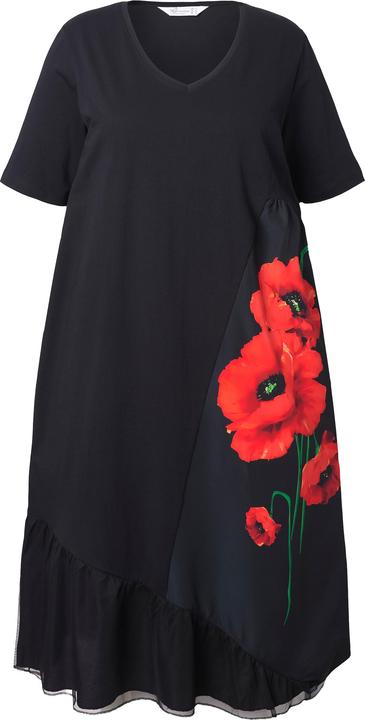 Produktbild Miamoda Kleid, A-Linie, Blütenmotiv, Mesheinsatz (44)