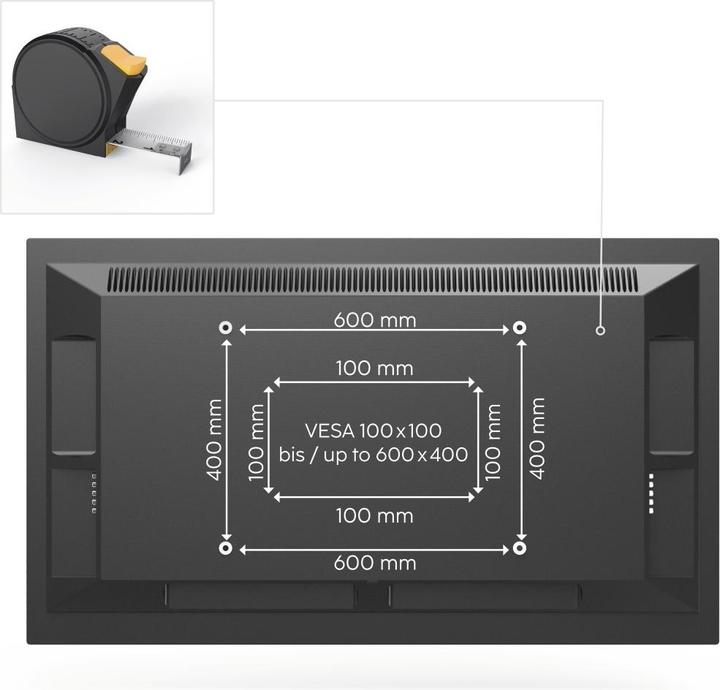Image du produit Hama Support TV mural, OLED, plat, pivotant, extensible, 229cm (90") à 50kg (Mur, 90", 50 kg)