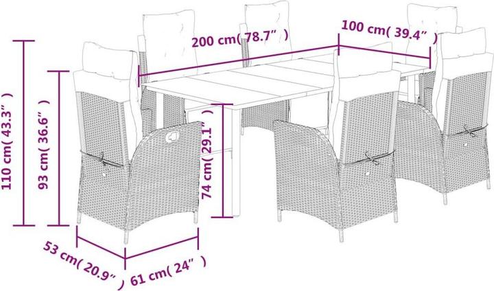 Produktbild vidaXL Garten Essgruppe (200 x 100 x 74 cm)