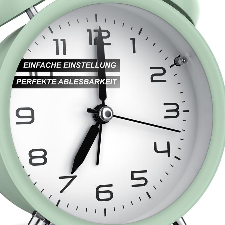 Produktbild Bearware Wecker analog, mit Licht, rund, Retro, lauter Glockenalarm, Beleuchtet, ohne Ticken, Vintage