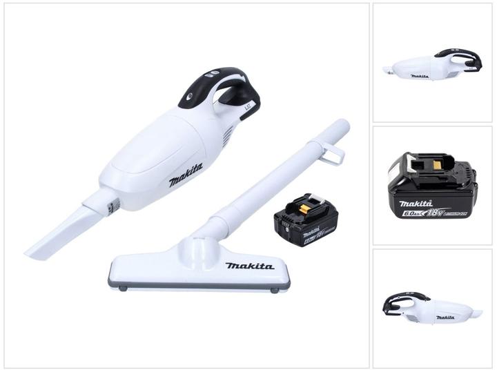 Makita DCL 181 FG1W Akku Staubsauger 18 V Weiss + 1x Akku 6,0 Ah - ohne Ladegerät