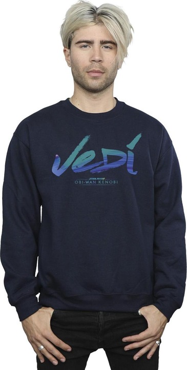 Actual product image Star Wars Mens Obi-Wan Kenobi Jedi Painted Font Cotton Sweatshirt (XL)