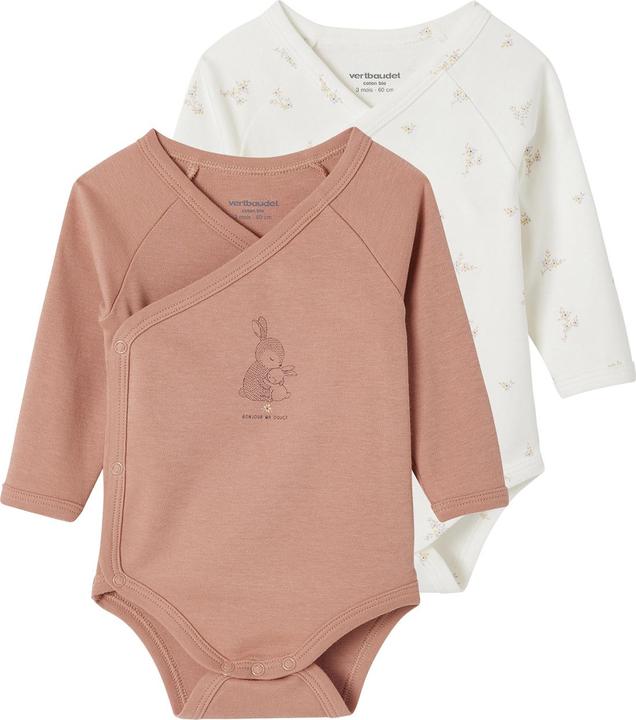 Produktbild Vertbaudet Bio-Kollektion: 2er-Pack Baby Wickelbodys mit langen Ärmeln (74)