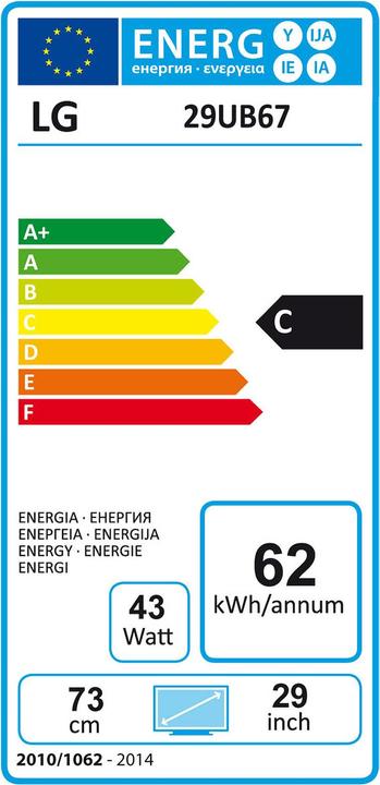 Energy Label LG 29ub67-B (2560 x 1080 pixels, 29")