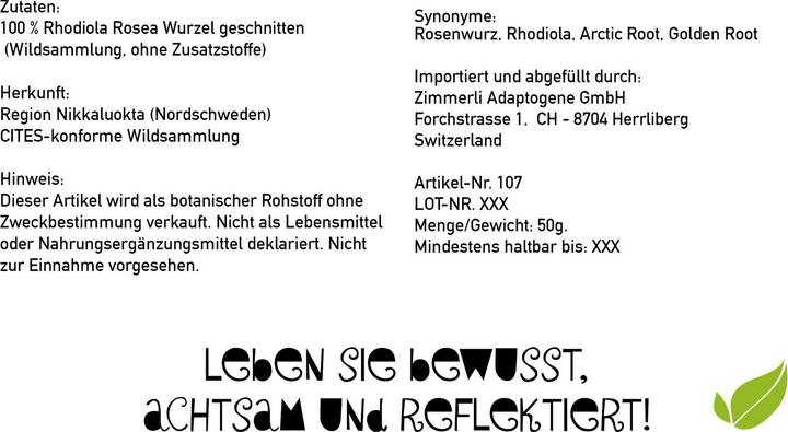 Immagine prodotto Zimmerli Adaptogene Tè alla radice di rosa (50 g)