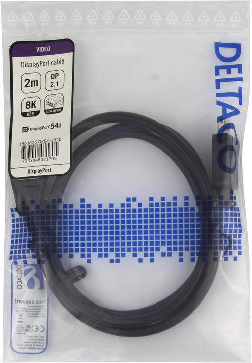 Produktbild Deltaco DisplayPort cable, DP 2.1a, DP54, 2,0m (2 m)