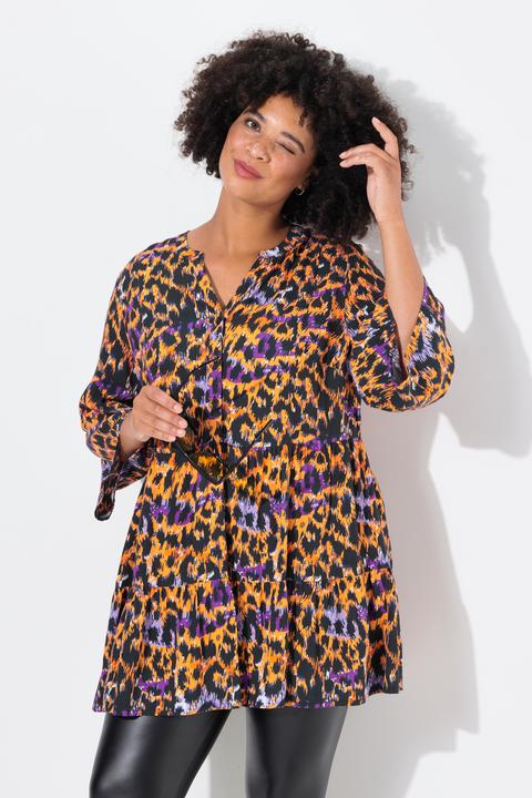 Produktbild Angel of Style Tunika, farbiges Leo-Muster, Volants (50)
