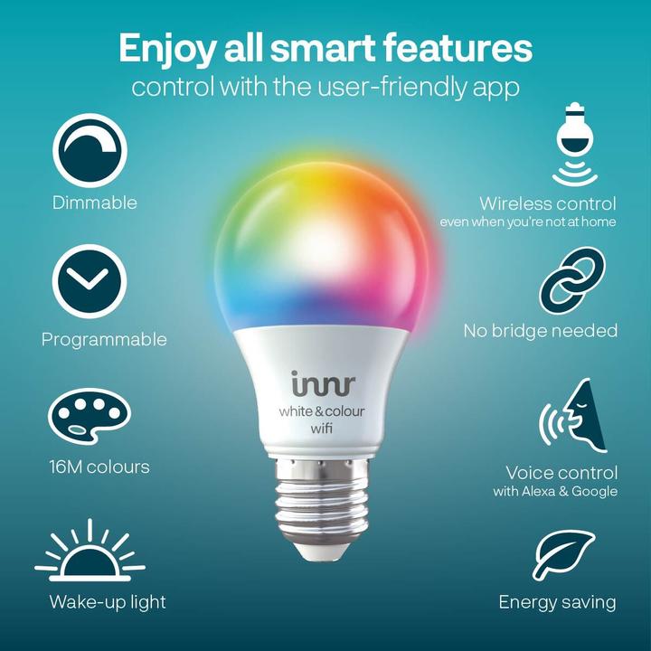 Actual product image Innr WRB 785 C-2 RGBW (E27, 9.20 W, 806 lm, 2 x, F)