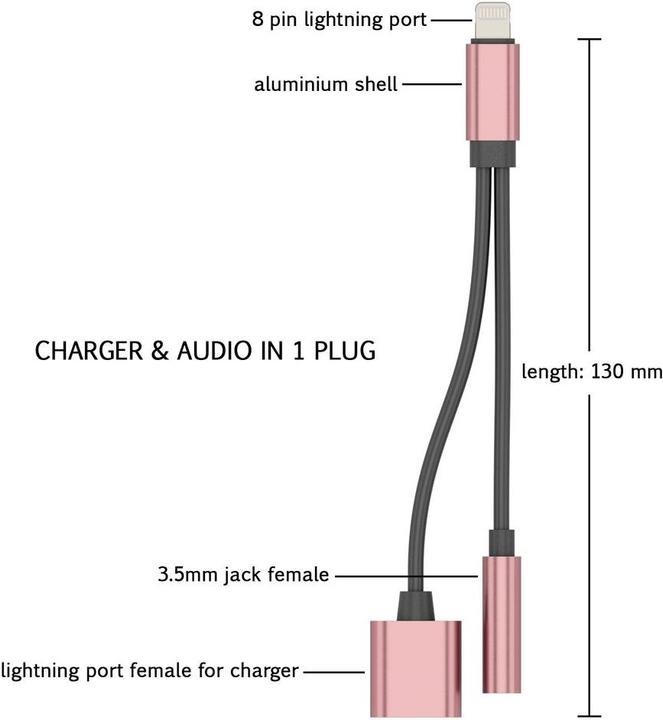 Actual product image Nalia 2in1 Audio (3.5mm, Lightning)