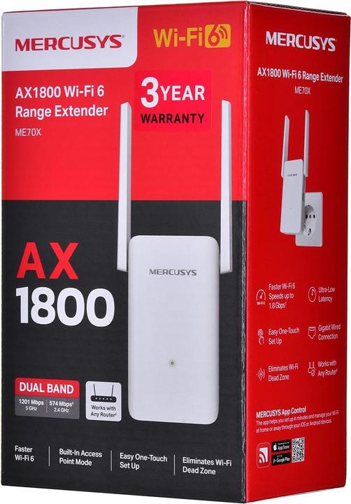 Produktbild Mercusys Access Point Wzmacniacz sygnału bezprzewodowego AX1800 ME70X (1201 Mbit/s)