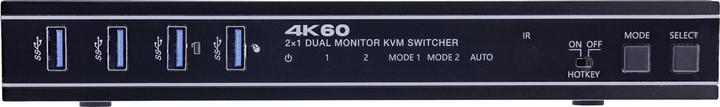 Image du produit InLine ® KVM Switch, 2-fach, HDMI & DP, Dual Monitor, 4K60Hz, USB Hub, schwarz