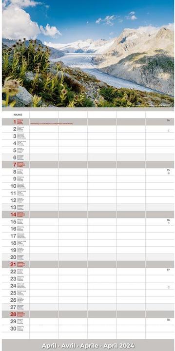 Actual product image Calendar Switzerland 2024 (22 x 45 cm)