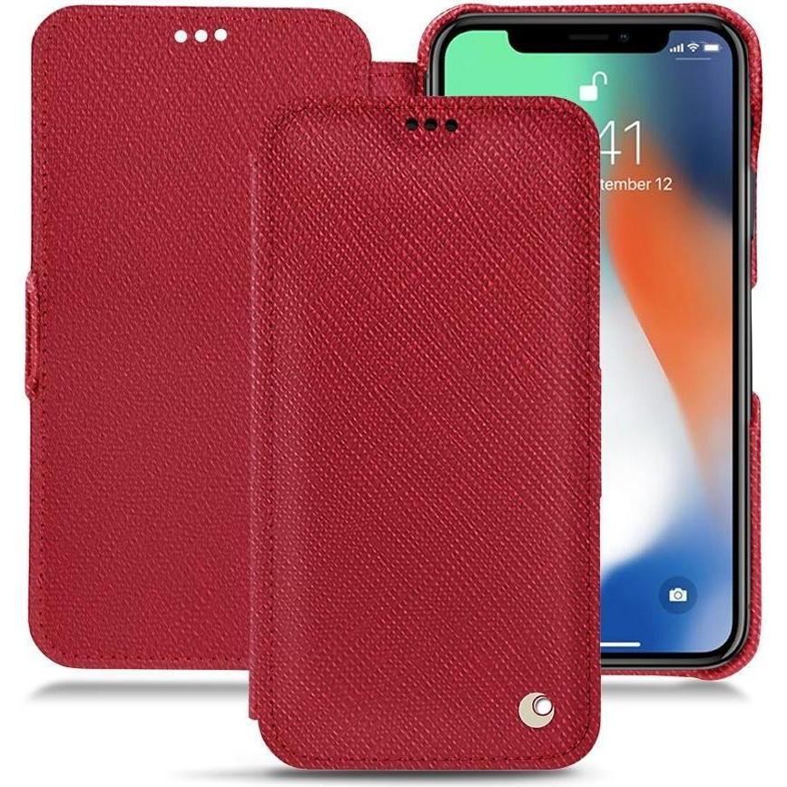 Noreve Lederschutzhülle horizontal (Apple iPhone XR), Smartphone Hülle, Rot