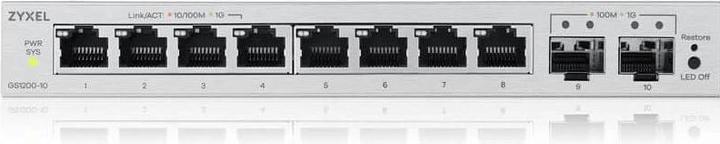 Actual product image Zyxel GS1200-10V3 8-Port Gigabit, 2xSFP web/smart managed (10 ports)