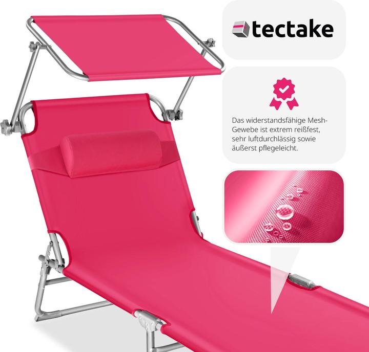 Produktbild tectake 2 Gartenliegen 4-stufig mit Kopfpolster (161 cm)