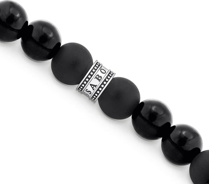 Immagine prodotto Thomas Sabo Bracciale di perline in ossidiana annerita in argento (17 cm, Annerito, Argento 925)