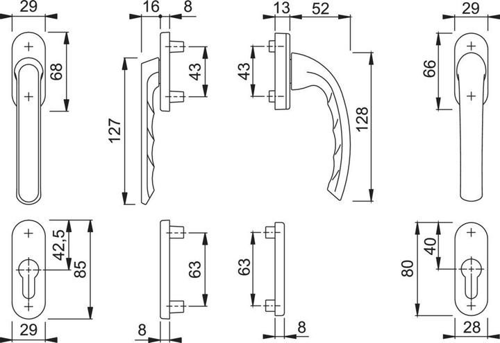 Image du produit Magni Hoppe porte de balcon avec rosace cou court (Poignée de porte)