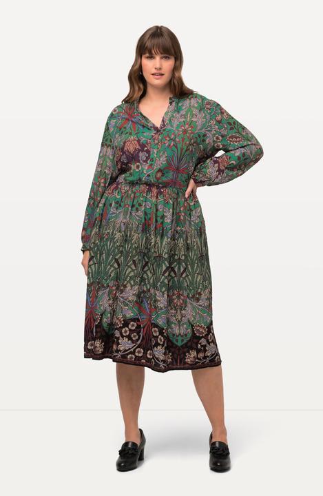 Image du produit Ulla Popken Robe midi à col en V et manches longues, imprimé patchwork (46, 48)
