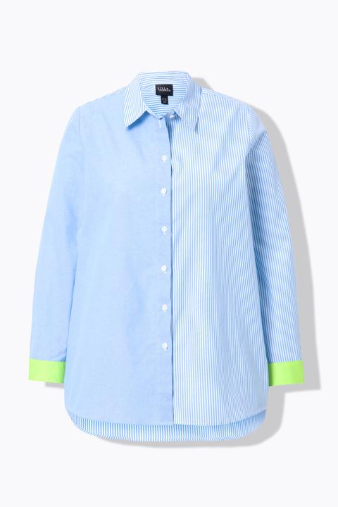 Immagine prodotto Ulla Popken Blusa con effetto patchwork, collo da camicia e polsini fluo (54)