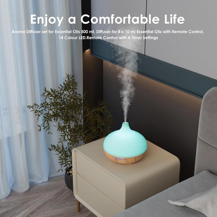 Produktbild WiliThghe Aroma Diffuser Set mit Fernbedienung und 10 Ölen (500 ml)