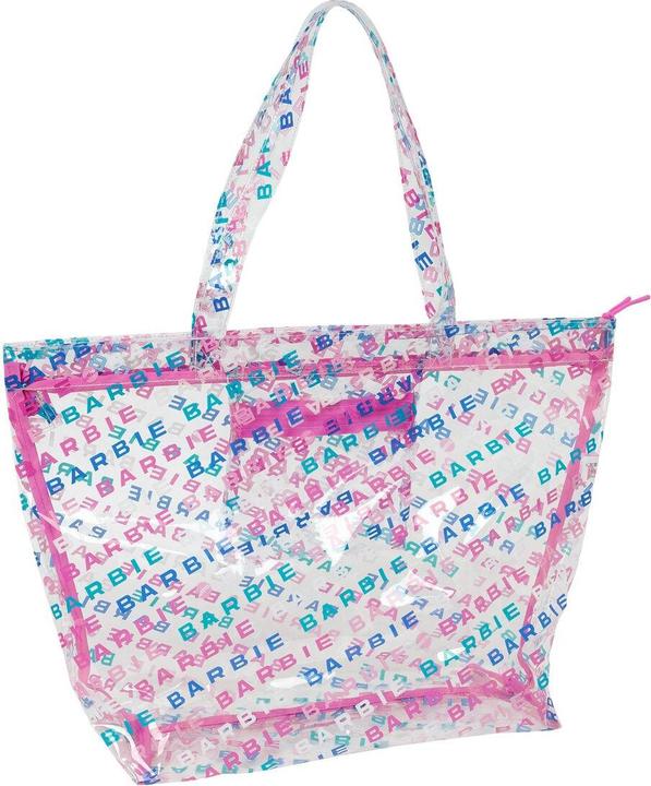 Actual product image Barbie Ladies handbag Logomania transparent light pink 54 x 35 x 17 cm