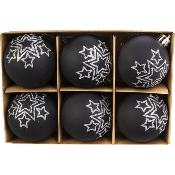 Thumbnail - MICA Living, Christbaumschmuck, Christbaumkugeln mit Sternen - bruchfest - schwarz/silber - ca. 6 cm - 6 Stück (6 -teili...