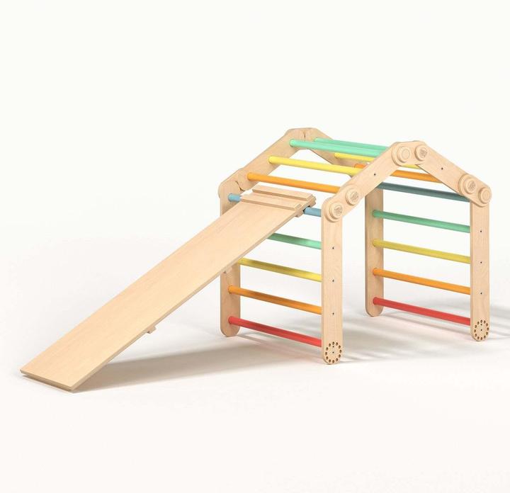 Produktbild Montessori Flexi-Klettergerüst - Set M mit Rutsche - Hell - ® Sport&Gym