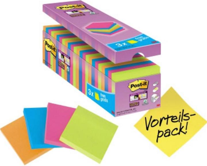 Produktbild Post-it Super Sticky 21 + 3 (76 x 76 mm)