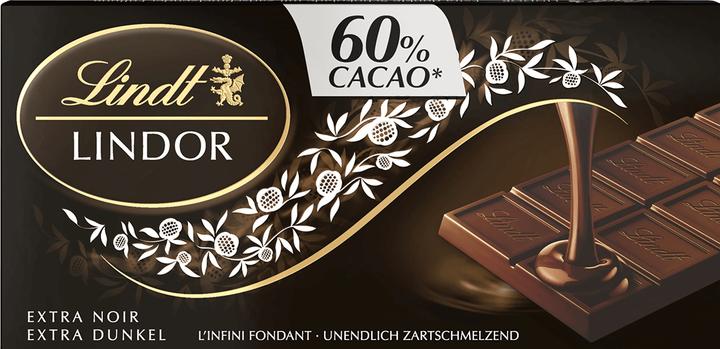 Actual product image Lindt Lindor dark 60% cocoa chocolate bar (100 g)