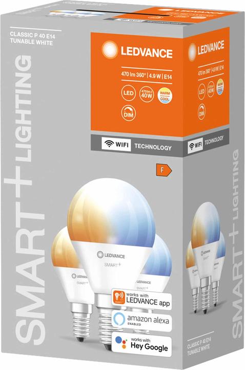 Produktbild Ledvance Smart+ Wifi Mini Bulb (E14, 4.90 W, 470 lm, 4 x, F)