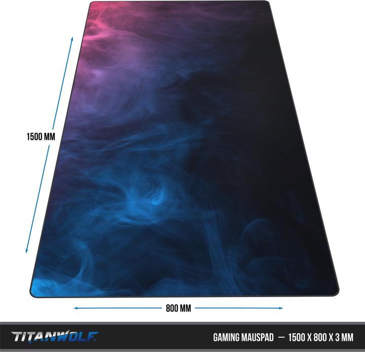 Produktbild Titanwolf Gaming Mauspad, XXXL Speed Gaming Mausmatte, Mousepad Extragrosse Fläche von 1500 x 800mm, Smoke (XXL)