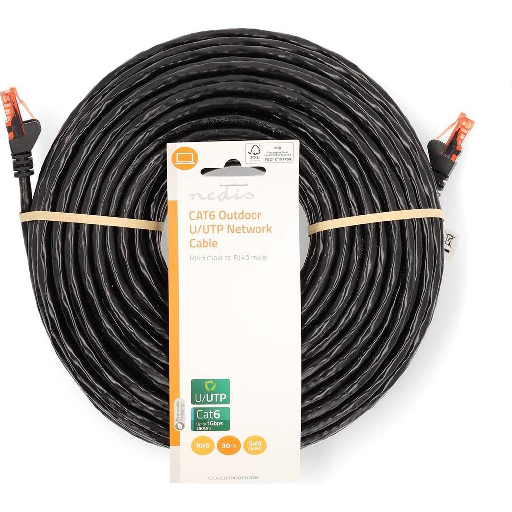 Thumbnail - Nedis CAT6-Netzwerkkabel - RJ45 Stecker RJ45 Stecker U/UTP 30.0 m Aussenbereich Rund PE (U/UTP, CAT6, 30 m), Netzwerkkab...