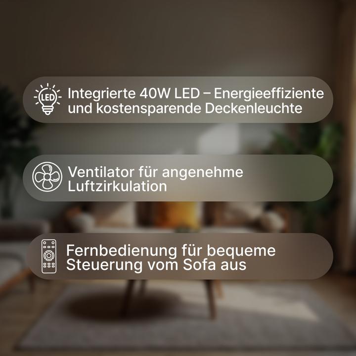 Productafbeelding Brilliant Palmero LED plafondlamp 46,5cm met ventilator zwart (5000 lm)