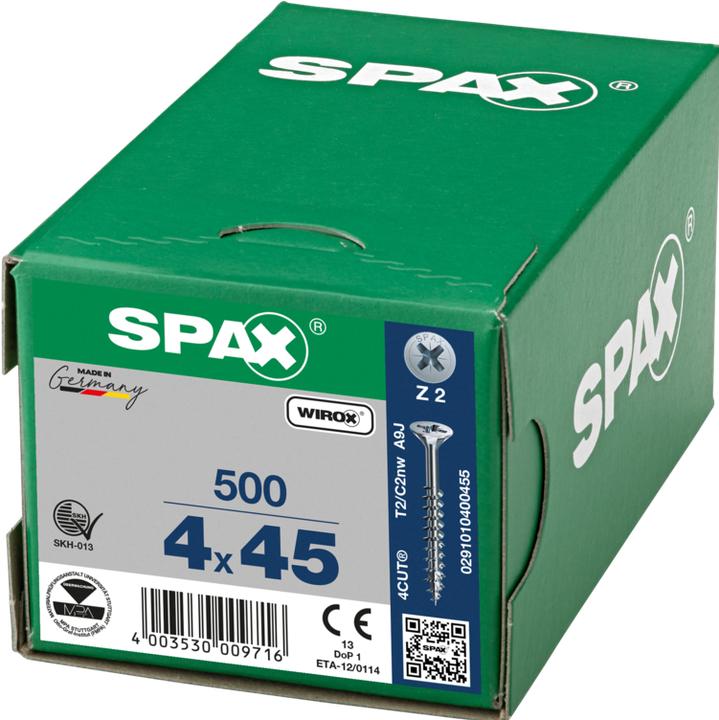 Actual product image Spax Countersunk Multi Head Cross Recess Z2 Partial Thread Wirox (500 Screws per piece)