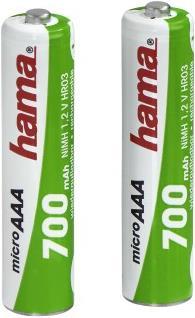 Produktbild Hama NiMH-Akkus 2x AAA 700 mAh 1,2V (2 Stk., AAA, 700 mAh)